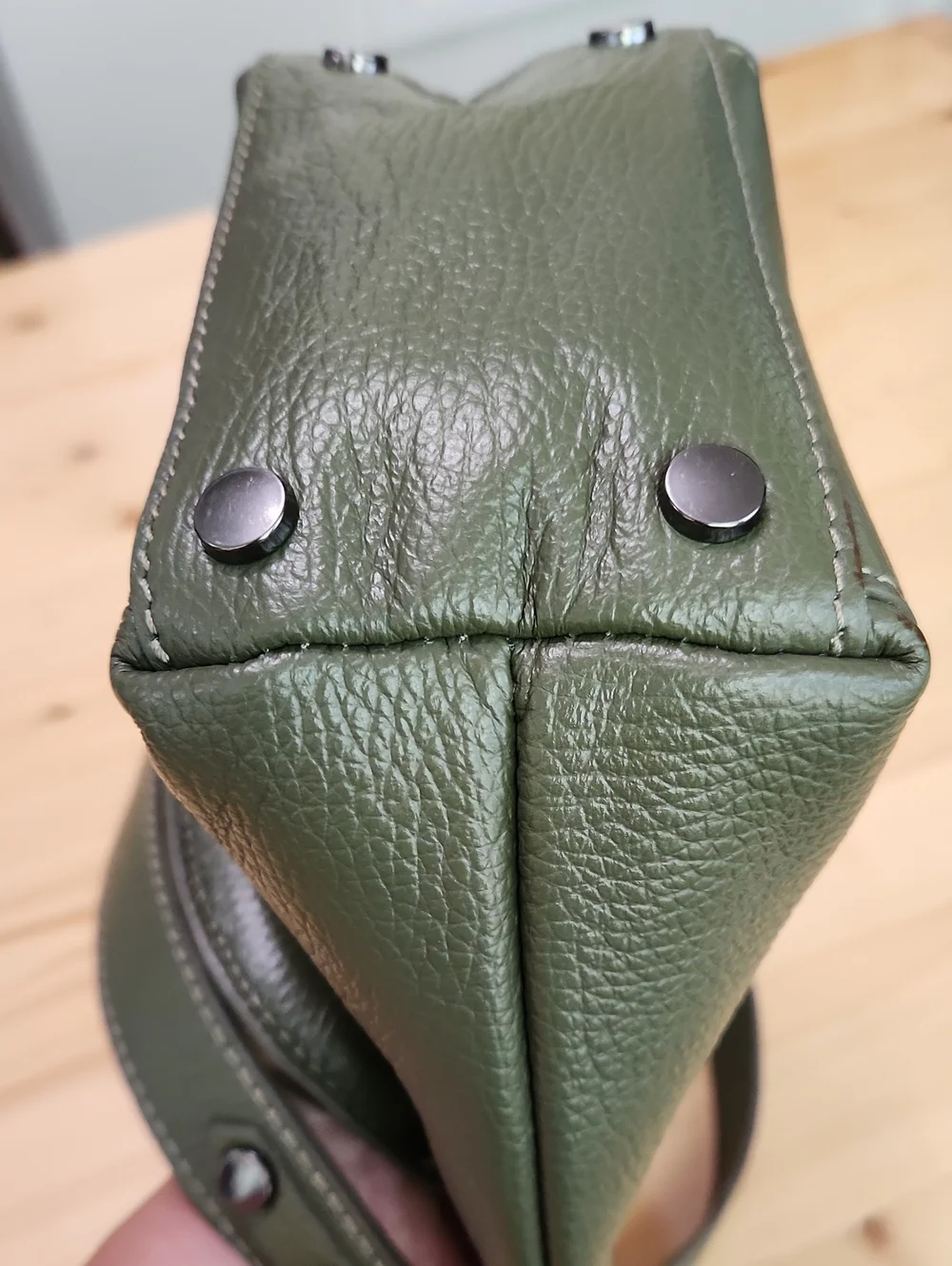 Viola Castellani Milano Olive Green Leather Crossbody Tote Satchel Bag Italy